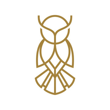 line art owl logo icon vector