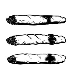 Set of cuban cigars. Design element for logo, label, sign, emblem. Vector illustration