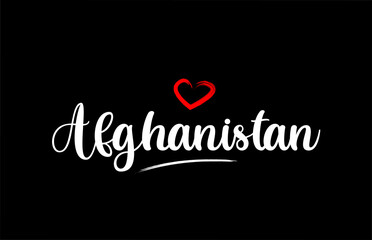 Afghanistan country with love red heart on black background