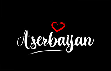 Azerbaijan country with love red heart on black background