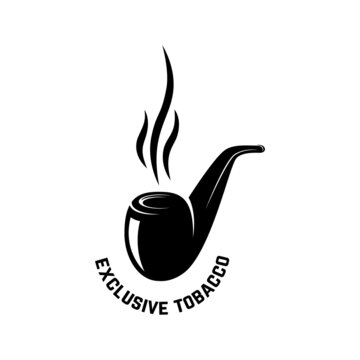 Emblem with smoking pipe. Design element for logo, label, sign, emblem. Vector illustration