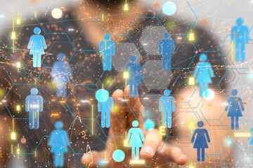Global network. Blockchain. 3D illustration. Neural networks and artificial intelligence. Abstract