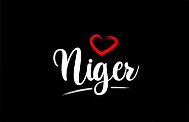 Niger country with love red heart on black background
