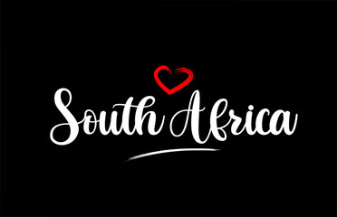 South Africa country with love red heart on black background