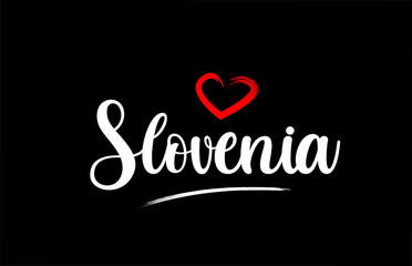 Slovenia country with love red heart on black background