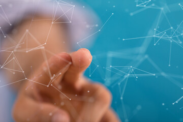 Digital technology background. Network connection dots and lines.