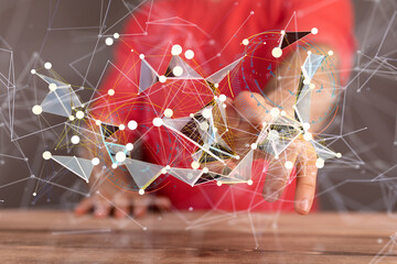 Neural network 3D illustration. Big data and cybersecurity