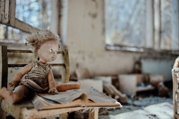Children's scary doll toy from the Chernobyl zone