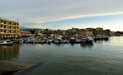 boats in the harbor at night
