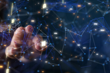 Abstract network of physical devices on the Internet using a network connection with statistics...
