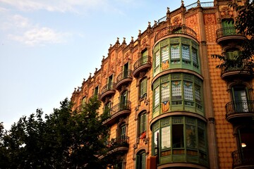 Barcelona building at sunset
