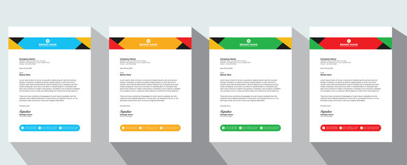 Obraz premium Professional Abstract corporate Letterhead template Design for Advertising Company Profile Layout, Letterhead Design Simple, And Clean Print-ready with Red, Orange, Blue and Green CMYK Color 24