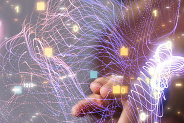 Global world network and telecommunication on earth cryptocurrency and blockchain and IoT