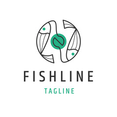 Fish line logo icon design template