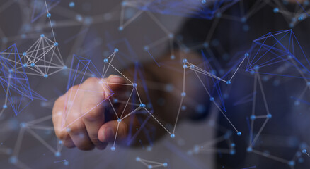 Abstract network of physical devices on the Internet using a network connection with statistics...