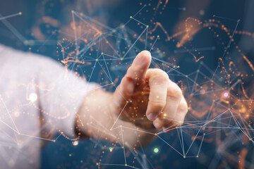 Digital technology background. Network connection dots and lines.