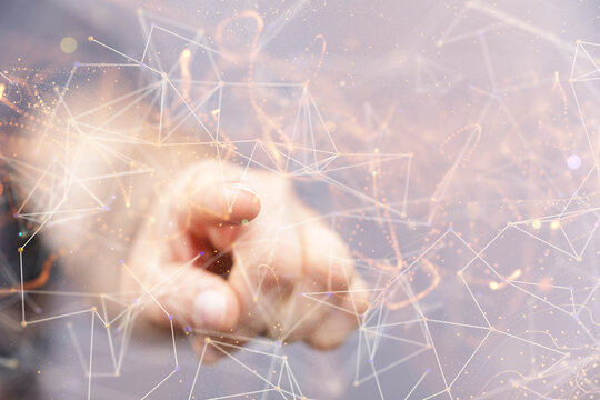 Digital technology background. Network connection dots and lines.