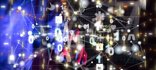 digital medical futuristic interface 3D rendering