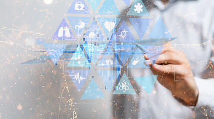  Ui icon medical in hospital with medical technology network concept