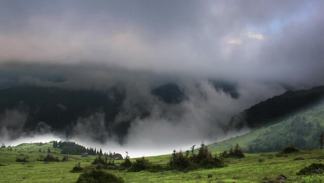 Sultan Murat Plateau 4K Time Lapse. Moving clouds. A fabulous image.