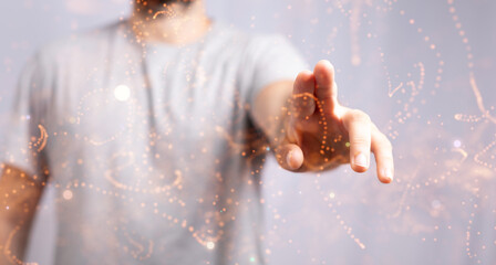 Global network. Blockchain. 3D illustration. Neural networks and artificial intelligence. Abstract