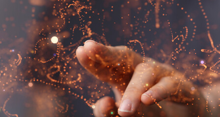 Concept of internet network. double exposure