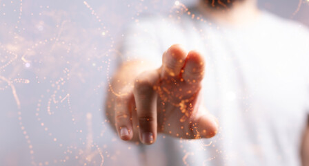 Digital technology background. Network connection dots and lines.