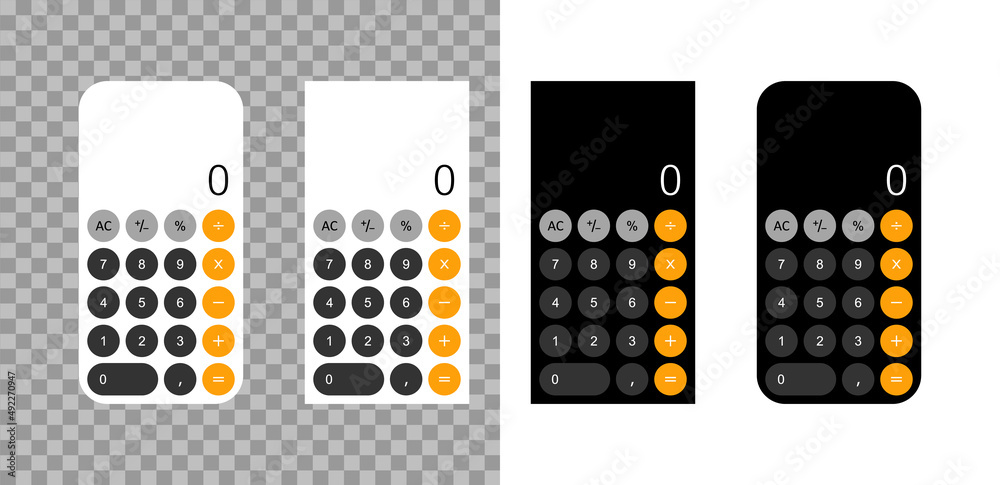 Poster calculator app. mobile app for calculate with interface in smartphone screen. number on calculator. 