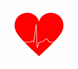 Heart pulse, one line, cardiogram. Vector illustration.