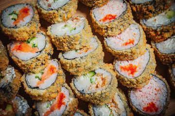 Sushi- delicious menu Fastfood- restaurant concept