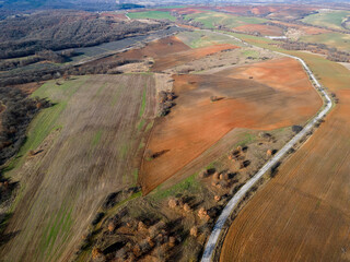 Aerial view of Sakar Mountain near town of Topolovgrad, Bulgaria