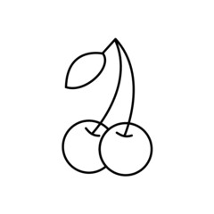 Cherry fruit line icon. Fresh fruits food berry dessert. Vector ilustration
