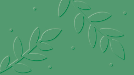 Simple green background with nature-inspired art pattern.