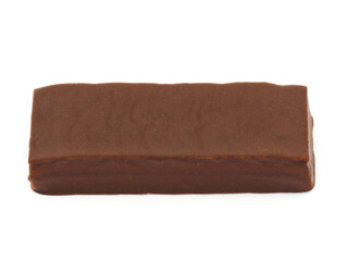 Chocolate cake bar isolated on white background