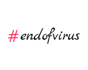 Image of End of virus hashtag. Handwritten inscription. Hand drawn lettering. Virus calligraphy. red hashtag printed on Printed Glass Worktop Savers