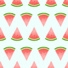 Watermelon Pattern Watercolor Illustration Vector