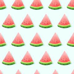 Watermelon Pattern Watercolor Illustration Vector