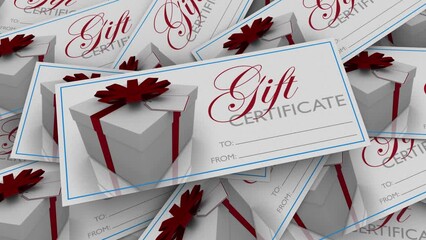 Gift Certificates Vouchers Give Present Redeem Reward Store Shop 3d Animation