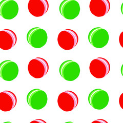 Red and green macaron seamless pattern. Vector macaron seamless pattern.
