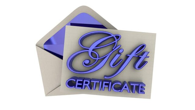 Gift Certificate Envelope Card Voucher Give Reward Incentive 3d Animation