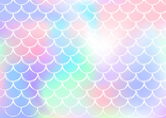 Holographic scale background with gradient mermaid.