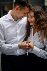 Young happy couple in the city of Ukraine. Lifestyle