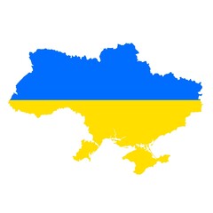 The detailed map of Ukraine with National Flag