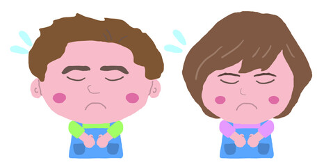 エプロン姿をした男女の店員　イラスト素材