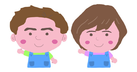 エプロン姿をした男女の店員　イラスト素材