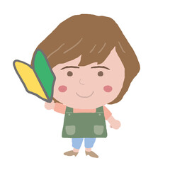 女性　エプロン　店員　イラスト素材