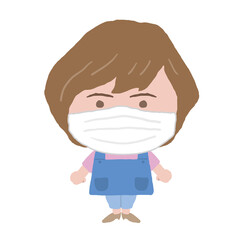 エプロン姿をした女性店員　イラスト素材