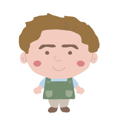 男性　エプロン　店員　イラスト素材