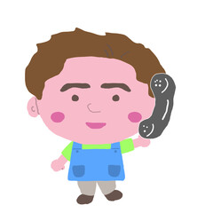 エプロン姿をした男性店員　イラスト素材