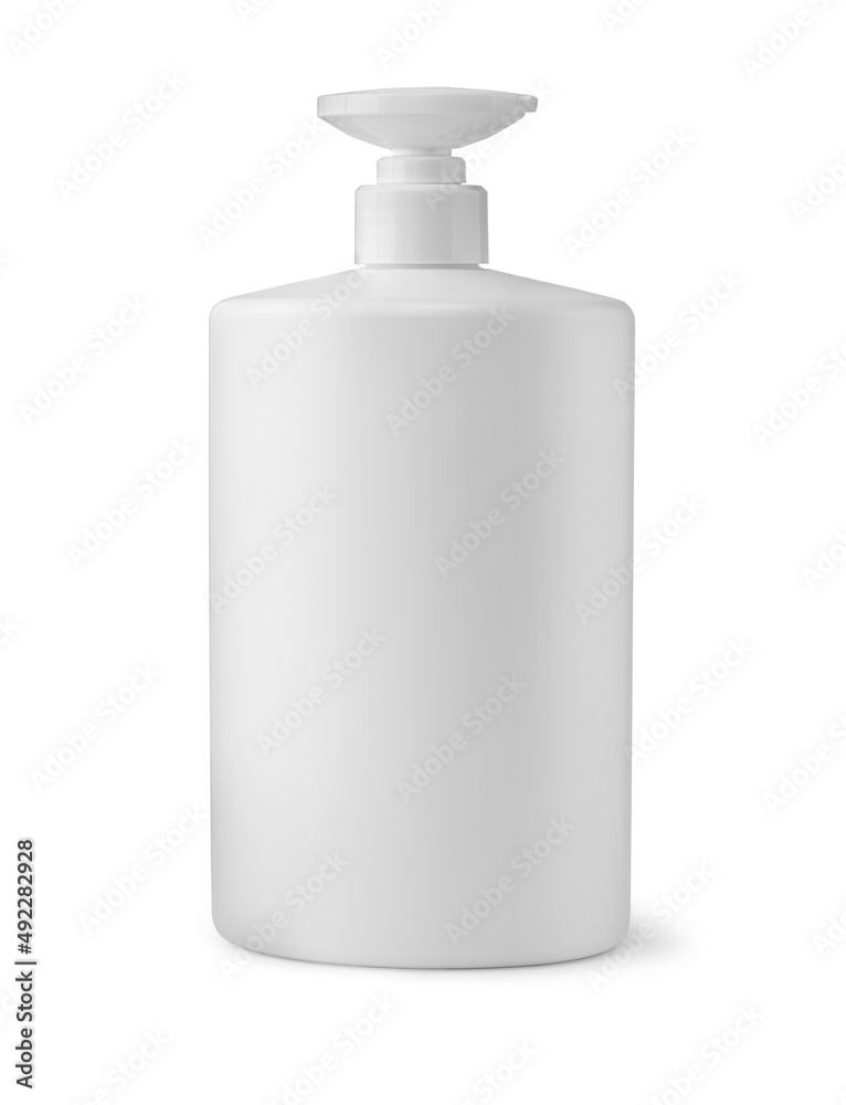 Poster white bottle of liquid soap.